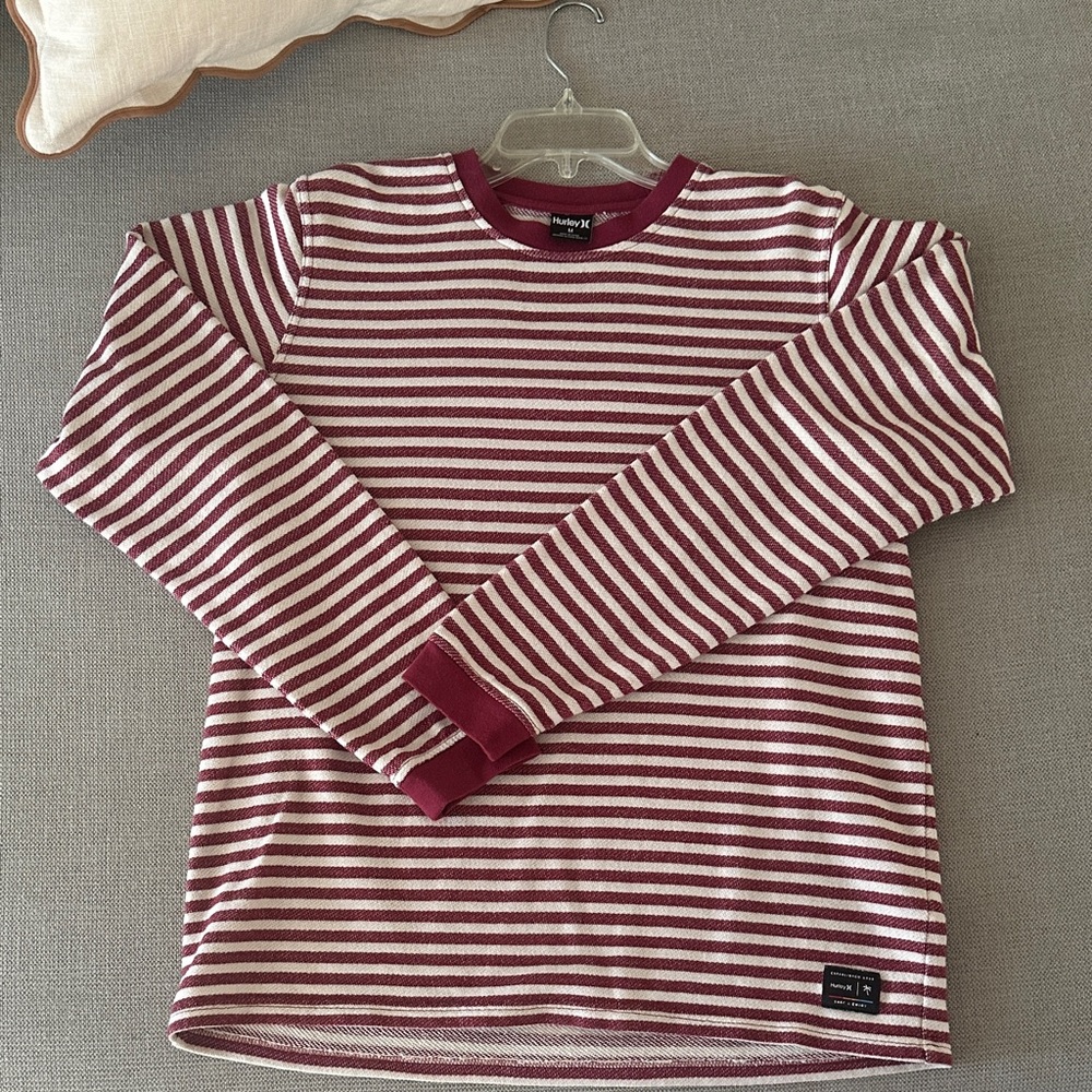 Hurley Maroon and White Striped Top